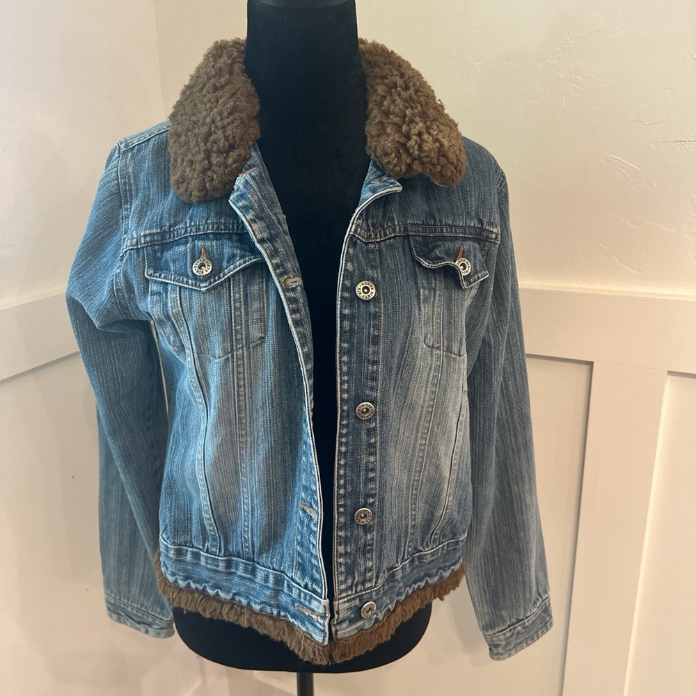 Route 66 Blue‎ Denim Jacket with Brown Collar